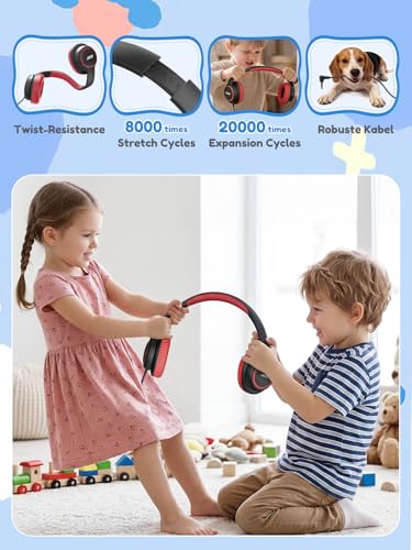 Acer Kids Headphones Wired for School - Over Ear Design, 85/94dB Safe Volume Limit, 3.5mm Jack Foldable Headphones for Toddler Boys Girls Classroom Yoto Player Chromebook Travel Black Red - color: Black Red