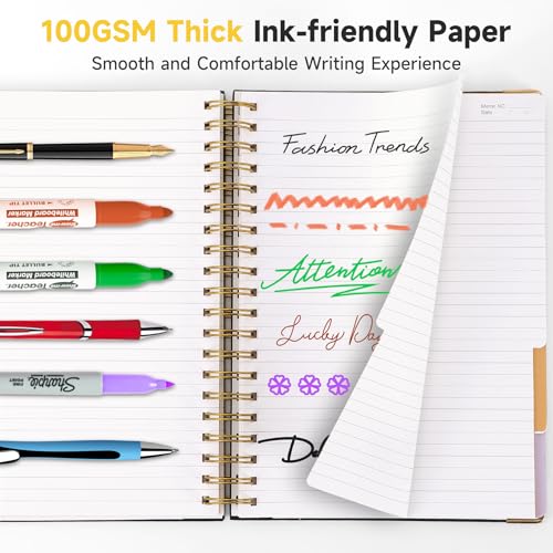 Huhuhero Spiral Notebook Journal, 240 Pages 5 Subject Notebook College Ruled, 7.6" x 10.5", Cute Hardcover Lined Spiral Journals for Work School Writing Women Men, College School Supplies, Purple - color: Purple