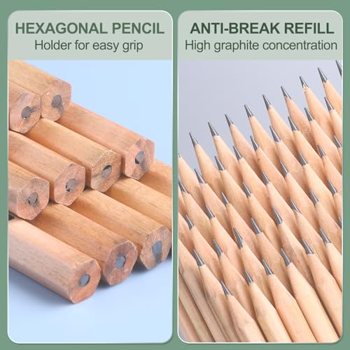 M&G Wooden Hexagonal Pencils, 12 Pcs HB Pencils Graphite Round Pencils for Classroom Teacher Office Supplies, Wood Color