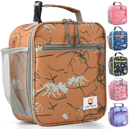 CaCTOUR Lunch Box Kids,Premium Insulated Lunch Bag for Girls Boys,Soft Bag Mini Cooler Back to School Thermal Reusable Lunch Bag for Work School Picnic (Brown Dino) - color: C-Brown Dino