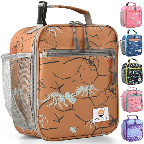CaCTOUR Lunch Box Kids,Premium Insulated Lunch Bag for Girls Boys,Soft Bag Mini Cooler Back to School Thermal Reusable Lunch Bag for Work School Picnic (Brown Dino) - color: C-Brown Dino