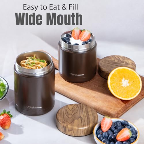 Stainless Steel Insulated Food Jar Set of 2 (16oz + 12oz) | Wide Mouth | Soup Thermo for Hot Food Lunch Container | Thermal LunchBox | Insulated Soup Bowl | Hot and Cold Lunch Box for Adults | Mocha - color: Mocha Brown