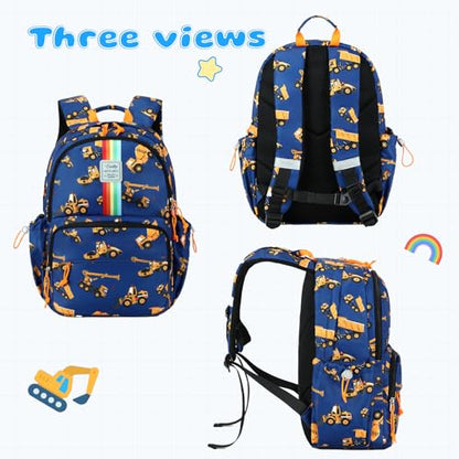 CAMTOP Backpack for Kids, Boys Girls Preschool Backpacks with Lunch Box Toddler Kindergarten School Bookbag Set - color: Rainbow Strip Navy