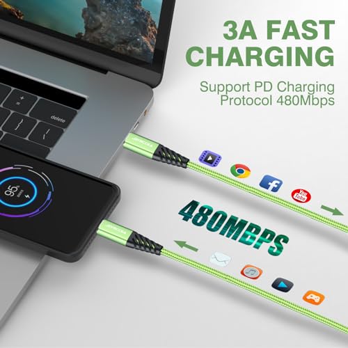 Bynccea 10ft USB C to USB C Charger Cable，4-Pack Fast Charging USB C Cable, Nylon Braided 60W(5A) Type C to Type C Charging Cable for Phone 17/16 15/15 Pro/15 Plus/15 Pro Max Samsung S22 S23 Note 20