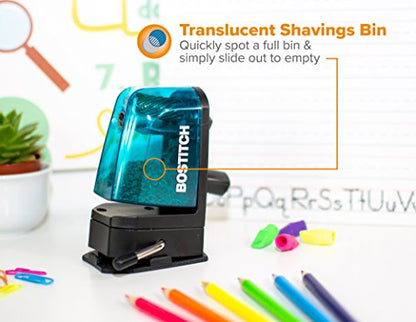 Bostitch Office Multi-Mount Manual Pencil Sharpener, Vacuum Mount or Screw Mount, Blue (MPS2-BLUE) - color: Blue