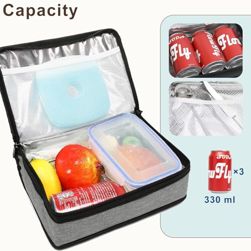 FlowFly Small Insulated Lunch box Portable Soft Bag Mini Cooler Thermal Meal Tote Kit with Handle for Work & School, Heather Grey - color: Healther1#Grey