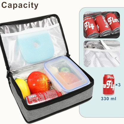 FlowFly Small Insulated Lunch box Portable Soft Bag Mini Cooler Thermal Meal Tote Kit with Handle for Work & School, Heather Grey - color: Healther1#Grey