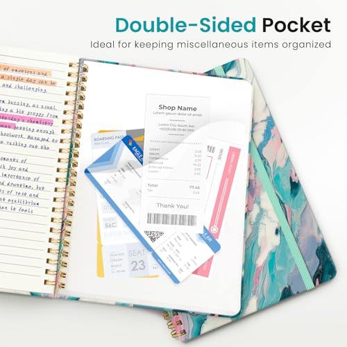 ZOTIA Lined Spiral Journal for Women, A5 Aesthetic Hardcover Notebook for Work, School & Note Taking, Pretty College Ruled Journal, 140 Pages, 6" x 8", Candy Marble - color: T-Candy Marble
