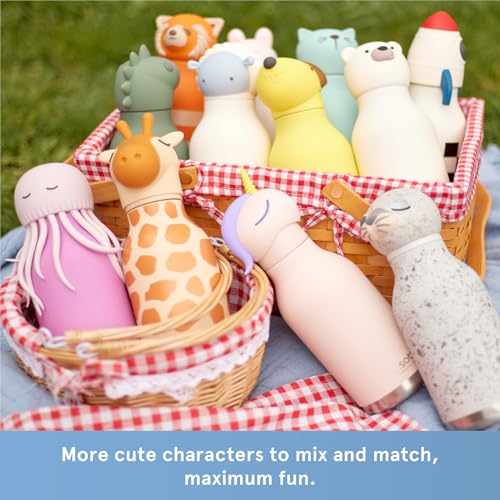 asobu Bestie Bottle Limited Edition Collectible Kids Water Bottle with Animal Character Lid 16oz (460ml) Insulated Stainless Steel, Leakproof, Reusable with Straw Fun Gift for Girls & Boys - color: KIYOSHI THE DOLPHIN