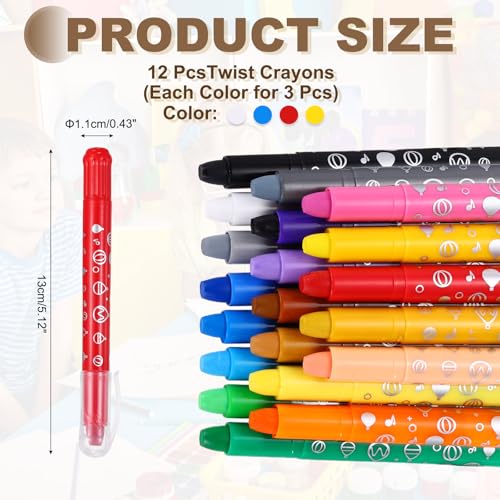 MECCANIXITY Twist Crayons, Twist Crayons Gel Watercolor Set Washable Silky Smooth for Arts Drawing DIY Craft Project Coloring Supplies Gift(White Blue Red Yellow, Pack of 12) - color: White Blue Red Yellow