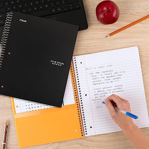 Five Star Spiral Notebooks + Study App, 2 Pack, 3 Subject, College Ruled Paper, 11" x 8-1/2", 150 Sheets, Black, White (73015) - color: Black, White, size: 2 Pack