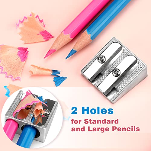 Tamaki 8 Pack Handheld Metal Pencil Sharpener with 2 Holes | Sharpener for Schools, Offices, Homes, Art Projects