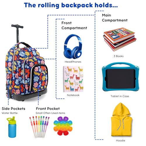 J World Lollipop Kids Rolling Backpack & Lunch Bag Set for Elementary School. Carry-On Suitcase with Wheels, Baby Cloud - color: Baby Cloud