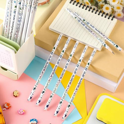 Tenceur 24 Pcs 4th Graders Pencils Bulk Motivational Pencils with Erasers Inspirational Pencil with Back to School Supplies for Kids Student Teacher Classroom Reward - style: 4th Graders