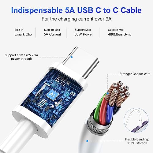 Apple USB C to USB C Charging Cable 4 Pack 10ft,60W [Apple MFi Certified] Compatible for iPhone 15/15 Pro/15 Plus/15 Pro Max New ipad Pro 12.9/11, Air 4/5, Mini 6, MacBook Air, (White)
