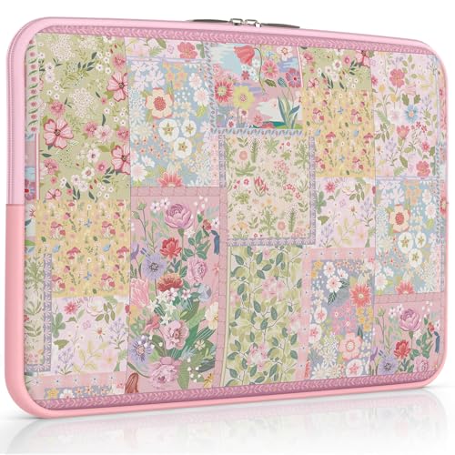 iCasso Laptop Sleeve 13 inch for MacBook Air 13-13.6 inch M5/M4/M3/M2/M1, Cute MacBook Neo/Pro 13 inch, Slim Protective Travel Carrying Case for MacBook Pro 14'', Chromebook, HP, Dell, Pink Flowers - color: A-Pink Puzzle, size: 13-14 Inch