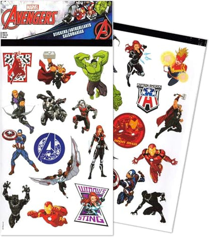 Marvel Avengers Reusable Water Bottle Set - 30 Oz Bundle Plastic Water Bottle with Spout for Home, School, Sports Plus Sticker, and More | Avengers Container