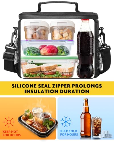 Lunch Bag with Combination Lock, Lunch Box for Men Women, Adjustable Shoulder Strap & Leakproof Soft Cooler for Commute, Travel & Gym - color: Black2