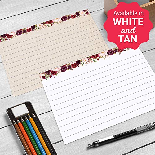 321Done Ruled Index Cards, 4x6, Set of 50, Red Roses on White | Made in USA - Lined Note Cards for Studying, Flashcards and Recipes, Heavy White Cardstock, Lines Both Sides, Home and School - size: Standard (4x6)