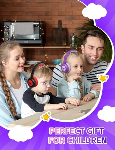 Kids Bluetooth Headphones,Toddler Headphones with Microphone,85dB Volume Limited,Bluetooth 5.4 Twistable Lightweight Kids Wireless Earphones for Boy Girl Tablet Travel School - color: Purple