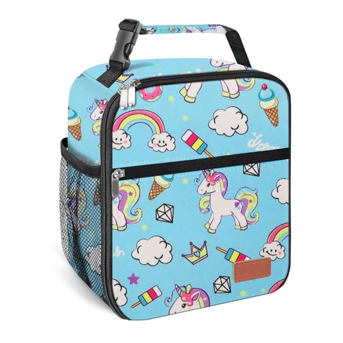 Lunch Box for Men & Women Durable Lunch Bag for Adults Reusable Small Lunchbox Blue Unicorn - color: Blue Unicorn