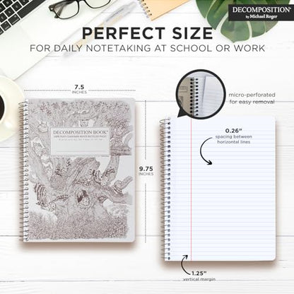 Decomposition Screech Owls College Ruled Spiral Notebook - 9.75 x 7.5 Journal with 160 Lined Pages - 100% Recycled Paper - Cute Notebooks for School Supplies, Home & Office - Made in USA - color: Screech Owls, style: Spiral-bound