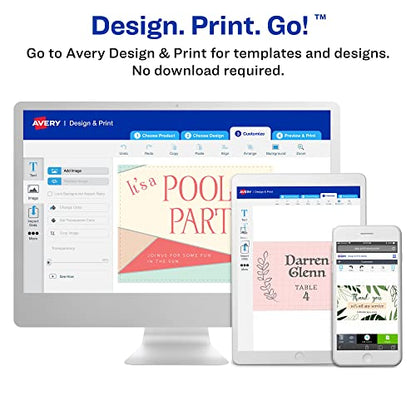 Avery Printable Note Cards, Envelopes Included, 4.25" x 5.5", Textured White, Laser & Inkjet Compatible, 50 Blank Cards, Great for Product Branding, Marketing, and More (3379), (Pack of 6) - size: 4.25" x 5.5" (Pack of 6)