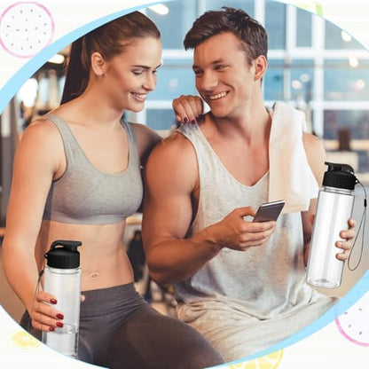 Domensi 50 Pieces Plastic Water Bottle Bulk 17 oz Sports Adults Reusable Large Water Bottles with Leak Proof Flip Top for Adults Fitness (Black) - color: Black