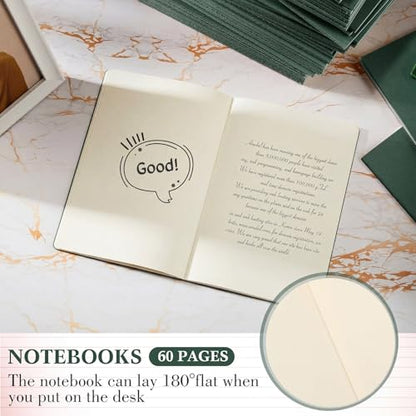 Mimorou 100 Pcs Journals Notebooks Bulk - Kraft Softcover A5 Small Notebooks 5.5 Inch x 8.3 Inch Notepads with 60 Page 30 Sheet for Writing Sketch Travel Office Supplies (Green,Unlined) - color: Green, style: Unlined