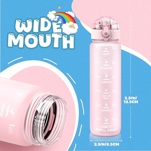 OLDLEY Kids Water Bottle for School, 17 oz (2 lids) BPA-Free Reusable Leak-proof Durable Tritan Plastic Water Bottles with Straw & Chug Lids, Anti-dust Spout Cover (Pink) - color: Pink, size: 17 Ounces