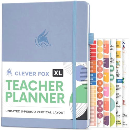 Clever Fox Teacher Planner, School & Homeschool Book, A4 Size Periwinkle | Undated, 8.5x11, lay-flat binding, heavy-duty hardcover, teacher lesson weekly & daily planner, homeschool supplies - color: Periwinkle, size: A4 (8.5" x 11")