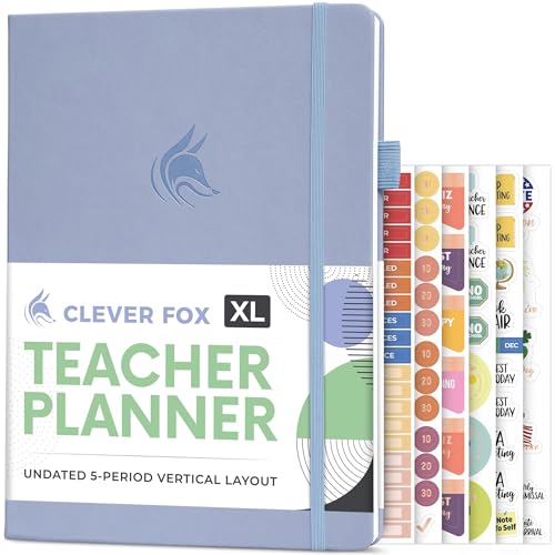 Clever Fox Teacher Planner, School & Homeschool Book, A4 Size Periwinkle | Undated, 8.5x11, lay-flat binding, heavy-duty hardcover, teacher lesson weekly & daily planner, homeschool supplies - color: Periwinkle, size: A4 (8.5" x 11")