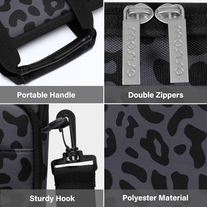 MOSISO 12.9 inch Tablet Sleeve Bag for iPad Pro 13 M4&iPad Air 13 M3 M2,iPad Pro 12.9 M2 M1 6/5th,Surface Laptop Go 12.4,Galaxy Tab S8+/S9+ 12.4, Leopard Grain Tablet Shoulder Bag with 3 Pockets,Black - color: Black