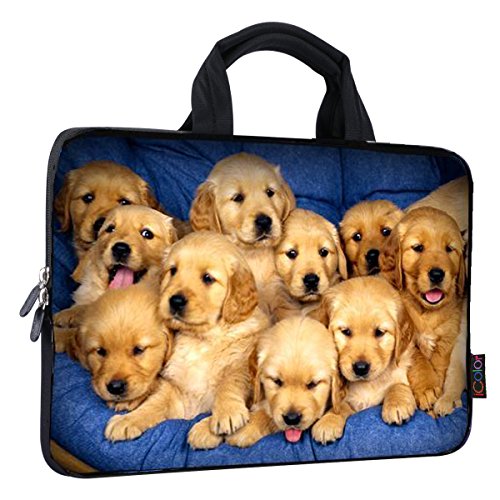 iColor 14 15 15.4 15.6 inch chromebook case Cover Bag Boys Laptop Handle Bag Computer Protect Case Pouch Holder Notebook Sleeve Neoprene Cover Soft Carrying Travel Case Cute Dog ICB-13 - color: Cute Dog