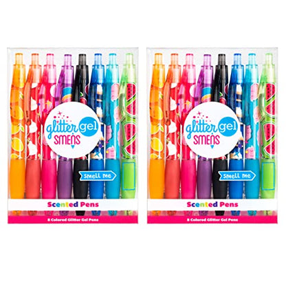 Scentco Glitter Gel Smens (2 Pack) - Gourmet Scented Pens, Colored Glitter Gel Ink, Medium Point, 8 Count - color: Glitter Gel (2 Pack of 8 Count)