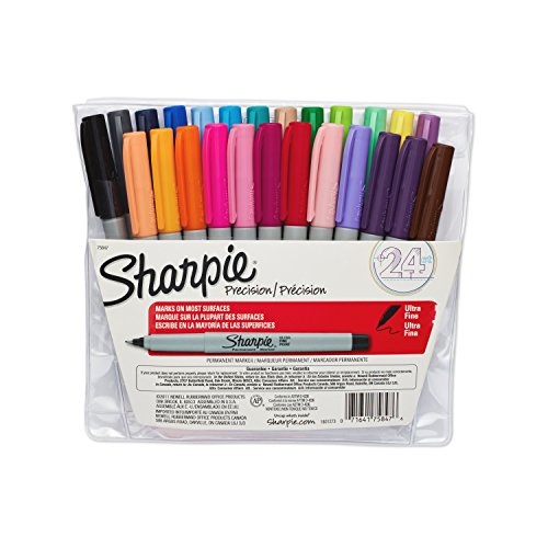Sharpie Permanent Markers, Ultra Fine Point, Assorted Colors, 24-Count - color: Assorted, size: 24 Count (Pack of 1)