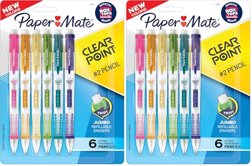 Paper Mate Clearpoint Mechanical Pencils,0.7mm HB #2 Pencils,Assorted Barrel Colors,- For Teacher,Office,School Supplies,Drawing,Drafting,(Pack of 12) - size: 1 Count (Pack of 12)