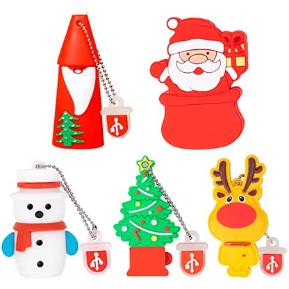 5 Pack USB Flash Drive Christmas Style 16GB New Year Gifts for Family and Friends, BorlterClamp USB 2.0 Drive Memory Stick of Santa Claus Christmas Tree Snowman Patterns Cute Pen Drive - color: Christmas Style 16GB*5