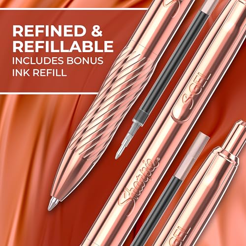 Sharpie S-Gel Gel Pen, Copper Metal Body, Medium Point (0.7mm), Black Ink, Includes 1 Pen and 1 Additional Ink Refill - size: 1 Count (Pack of 1)