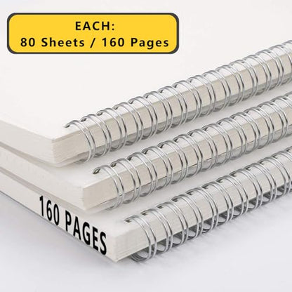 Large College Ruled Spiral Notebook 8.5" x 11" with 120gsm Thick Lined Paper, Elastic Band and Transparent Hard Cover - 3 Pack 480 Pages A4 Notepads for Journaling, Planning, Writing (Ruled, A4) - style: Ruled