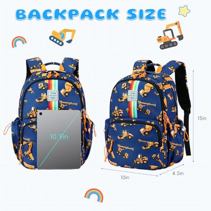 CAMTOP Backpack for Kids, Boys Girls Preschool Backpacks with Lunch Box Toddler Kindergarten School Bookbag Set - color: Rainbow Strip Navy
