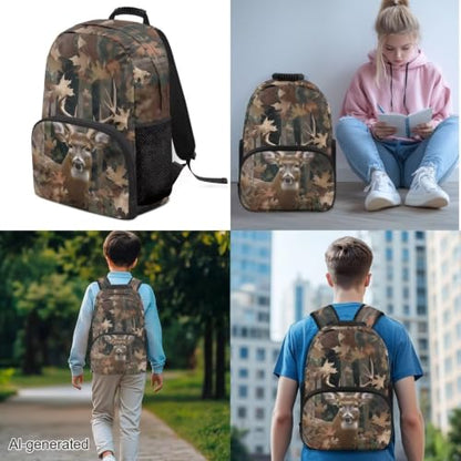 Tree Branch Deer 3PCS Backpack for Boys Girls Teens, 3 in 1 Lightweight School Bag 17 Inch School Backpack with Lunch Box Pencil Case for Middle High Students - color: Tree Branch Deer