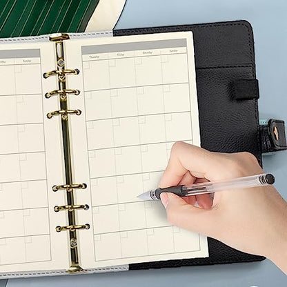 Harphia A6 6 Holes Binder Refill Value Set, 90Sheets Monthly Planner Insert, 5 Sheets Divider Paper, Today ruler With Inch Unit, Translucent Zipper Bag, Pvc Card Bag, 200Pcs Colorful Index Stickers - color: Month Paper Set, size: A6
