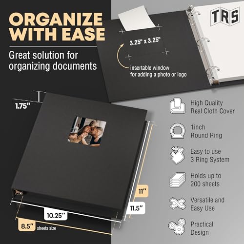 Customizable 1-Inch 3-Ring Binder with Linen Cover & Insertable Window – Ideal for Photos, Portfolios, Recipes, and Presentations – Durable, Eco-Friendly – Made in the USA (Dark Gray Linen) - color: Slate Grey