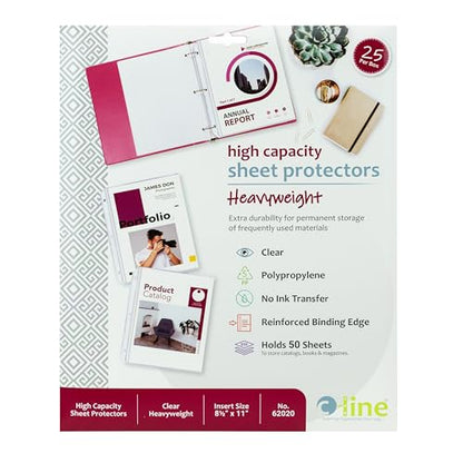 C-Line High Capacity Polypropylene Sheet Protectors, Clear, 50", 11 x 8.5, 25/BX - size: 11 X 8 1/2, style: Poly