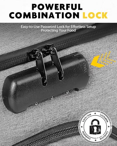 Lunch Bag with Combination Lock, Lunch Box for Men Women, Adjustable Shoulder Strap & Leakproof Soft Cooler for Commute, Travel & Gym - color: Gray