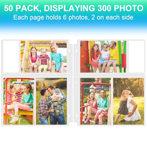 Aegero 25 Pack 4 x 6 Photo Sleeves for 3 Ring Binder(150 Pictures), Heavy-Duty Archival Photo Page Protectors, Clear Picture Album Refill Pages Holds, Acid-Free - size: 4x6inch-3pocket, style: 25 pack