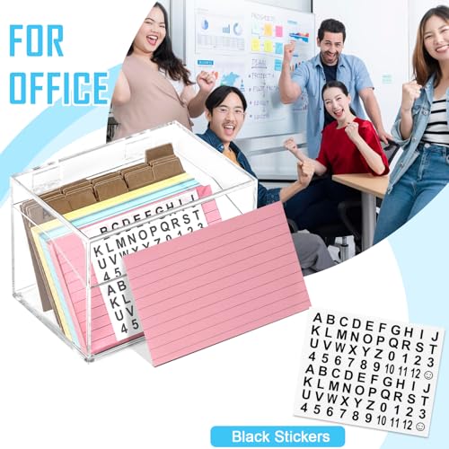 3 x 5 Inch Acrylic Index Card Holder Clear Flash Card Holder Recipe Card Box 150 Pcs Ruled Lined Index Cards 30 Pcs Kraft Dividers A to Z Stickers For Holds 400 A-Z Tabs Note Cards Business Cards - color: Clear