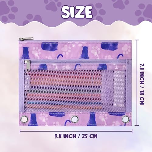 WAWSAM Cat Pencil Pouch for 3 Ring Binder, Binder Pencil Pouches with Zipper, Pencil Case with Clear Window, Cosmetic Bags for Office Supplies - color: Cat