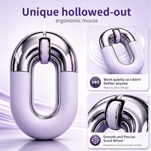 Travel Mouse Purple Wireless Mouse for Laptop Bluetooth Silent Mouse | Rechargeable Portable Cute Donut Mice Dual Mode & 2.4G, 1200 DPI for Mac, iPad, PC - color: Purple